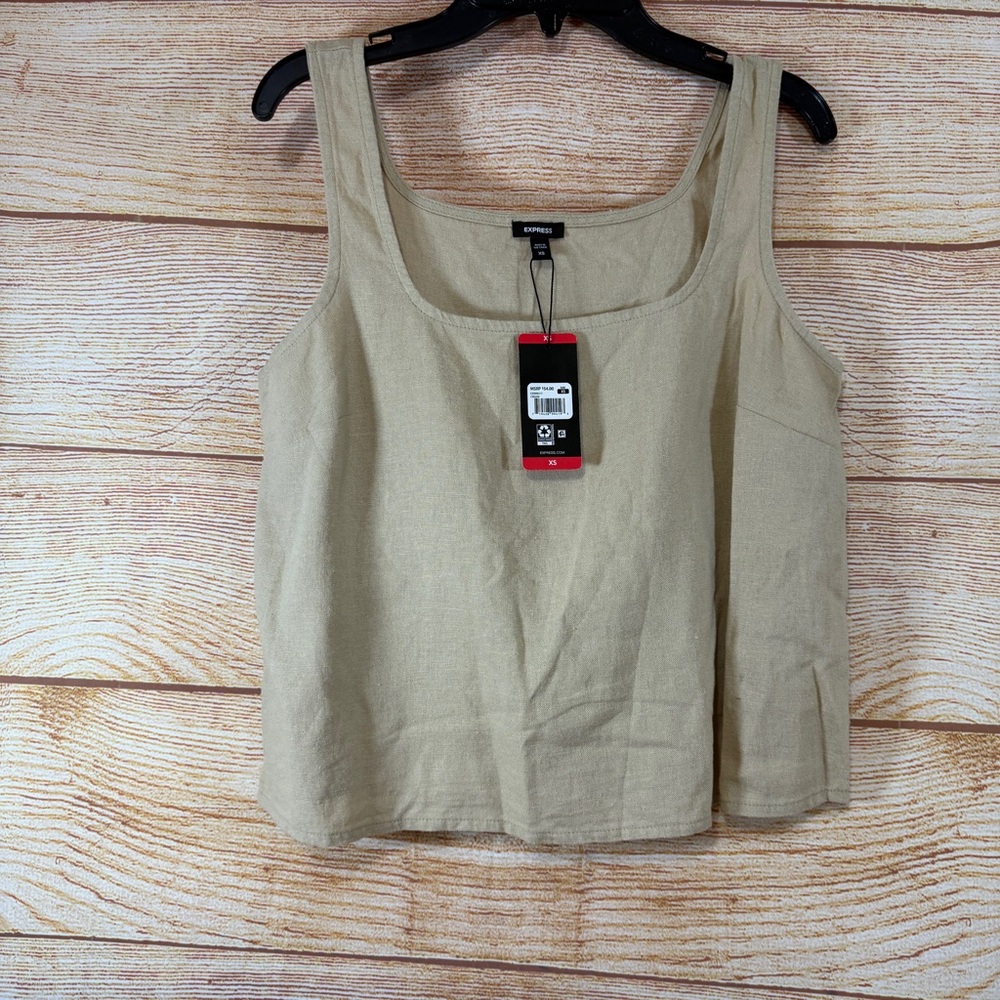 Express Linen Tank Top Cream‎ Size XL or XXL - Picture 2 of 11